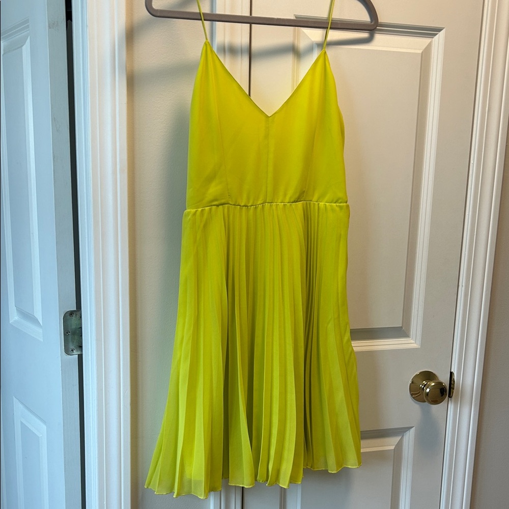 ASOS Neon Yellow Pleated Slip Dress